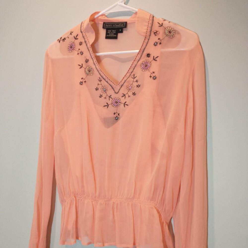 NWOT Tess Studio Silk Blouse with Camisole Size 8